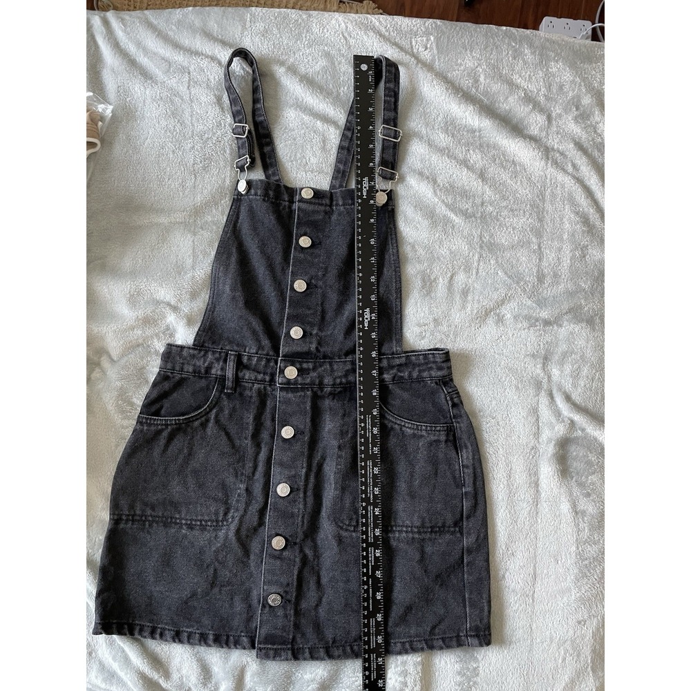 Pacsun Black Denim Overall Mini Dress Button Front Adjustable Straps Size Small - Picture 6 of 8